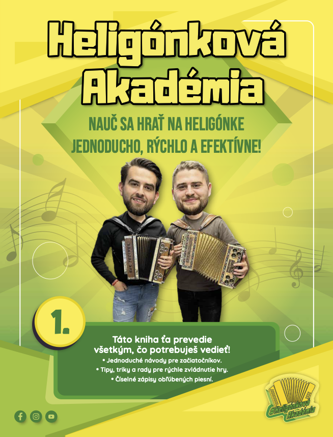 Kniha Nauč sa hrať na heligónke jednoducho, rýchlo a efektívne – učebnica s číselnými zápismi a tipmi ako hrať na heligónke